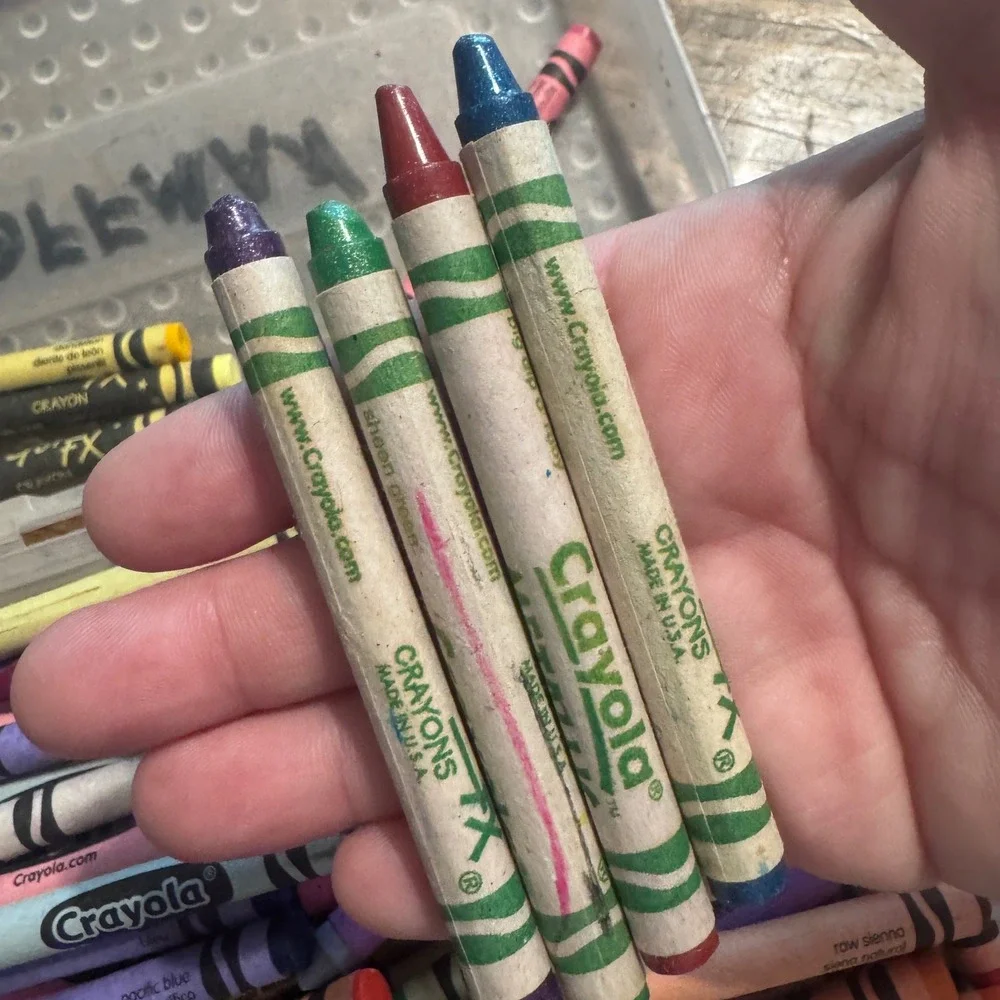 Crayola Crayons Lot of Mixed Colors Tickeled Pink Dandelion and plastic case